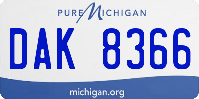 MI license plate DAK8366