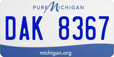 MI license plate DAK8367