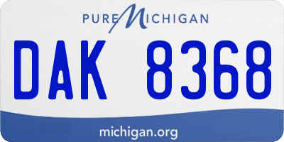 MI license plate DAK8368