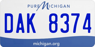 MI license plate DAK8374