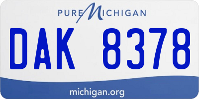 MI license plate DAK8378