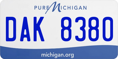 MI license plate DAK8380