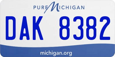 MI license plate DAK8382