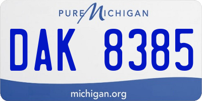 MI license plate DAK8385