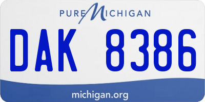 MI license plate DAK8386