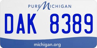 MI license plate DAK8389