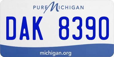 MI license plate DAK8390