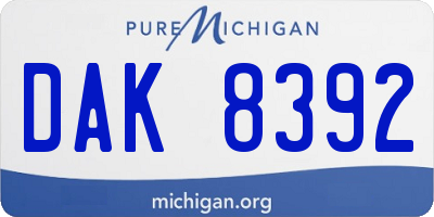 MI license plate DAK8392