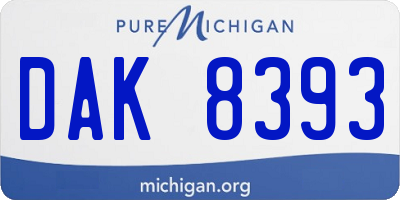 MI license plate DAK8393