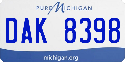 MI license plate DAK8398