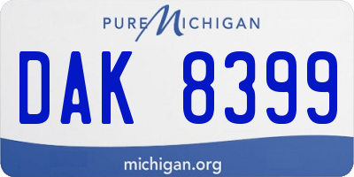 MI license plate DAK8399