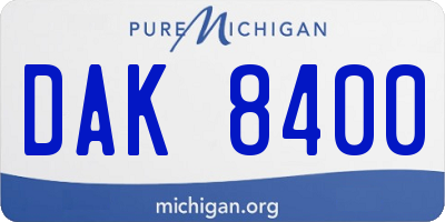 MI license plate DAK8400