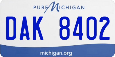 MI license plate DAK8402