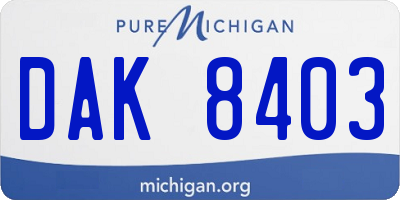 MI license plate DAK8403