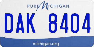 MI license plate DAK8404