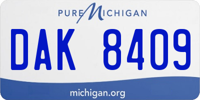 MI license plate DAK8409