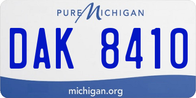 MI license plate DAK8410