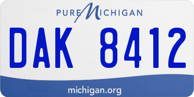 MI license plate DAK8412