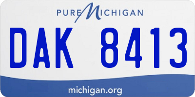 MI license plate DAK8413