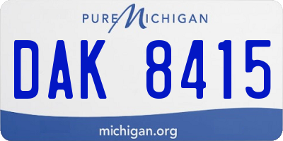 MI license plate DAK8415