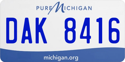 MI license plate DAK8416