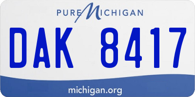 MI license plate DAK8417