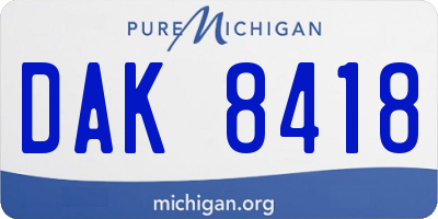 MI license plate DAK8418