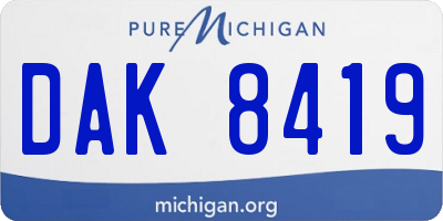 MI license plate DAK8419