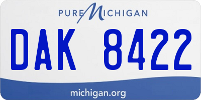 MI license plate DAK8422