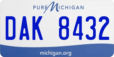 MI license plate DAK8432