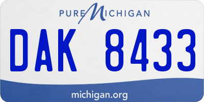 MI license plate DAK8433