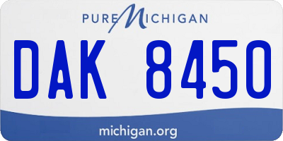 MI license plate DAK8450