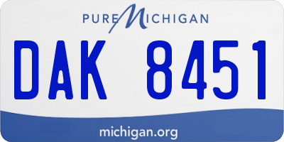 MI license plate DAK8451