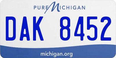 MI license plate DAK8452