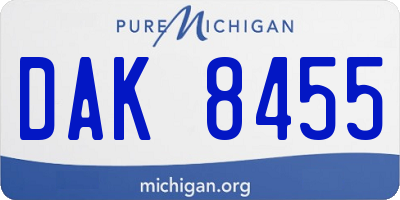 MI license plate DAK8455