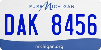 MI license plate DAK8456