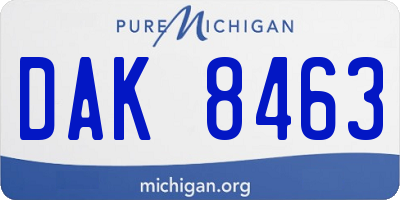 MI license plate DAK8463