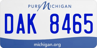 MI license plate DAK8465