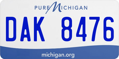 MI license plate DAK8476