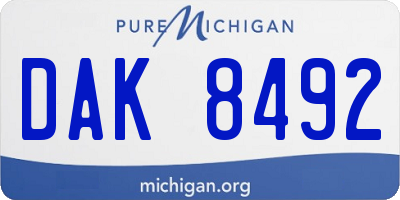 MI license plate DAK8492