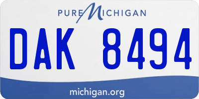 MI license plate DAK8494