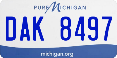 MI license plate DAK8497