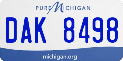 MI license plate DAK8498