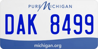 MI license plate DAK8499