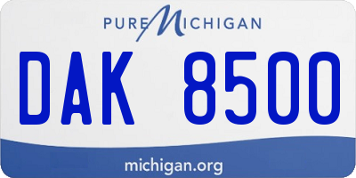 MI license plate DAK8500