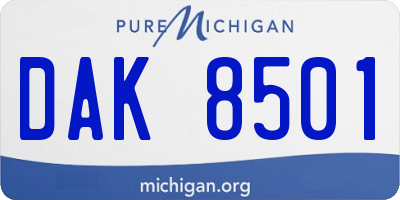 MI license plate DAK8501