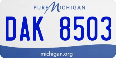 MI license plate DAK8503