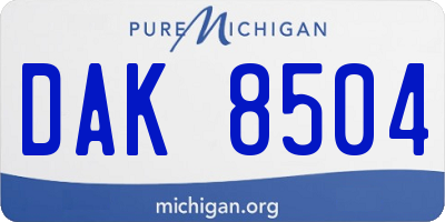 MI license plate DAK8504