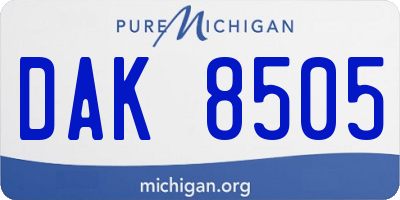 MI license plate DAK8505