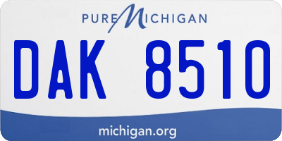 MI license plate DAK8510